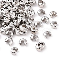 アイアン製つぶし玉カバーカシメ玉カバー  ニッケルフリー  プラチナ  直径5mm  穴：1.5~1.8mm&nbsp;X-IFIN-H030-NFN-NF