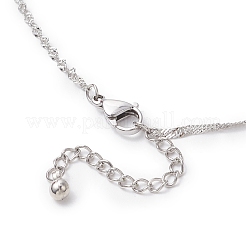 Натуральный культивированный пресноводный жемчуг картофельный кулон 304 нержавеющая сталь сингапурские цепочки ожерелья NJEW-JN05273-02