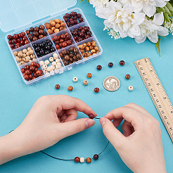 240 шт. 12-х цветные натуральные необработанные деревянные бусины&nbsp;WOOD-WR0001-17