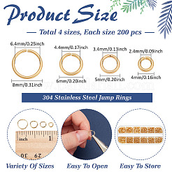 800 шт. 4 стиля соединительных колец из нержавеющей стали 304 STAS-ME0002-12