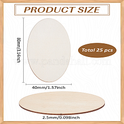 25 Stück unfertige ovale Holzscheiben für künstlerische Malerei.&nbsp;WOOD-LP0001-06