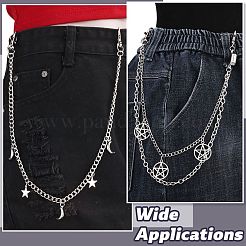 5 шт. 5 комплекта цепочек из цинкового сплава в стиле панк-луны AJEW-CJ0001-63