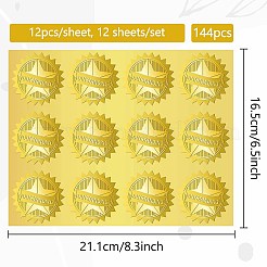 12 Blatt selbstklebende Aufkleber mit Goldfolienprägung&nbsp;DIY-WH0451-047