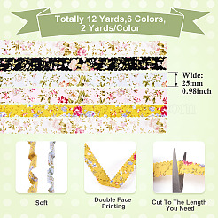 2 ensemble de rubans imprimés de fleurs en polyester de 2 couleurs&nbsp;OCOR-TA0002-65