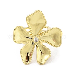 Открытые женские манжеты из латуни с цирконием RJEW-A035-09G