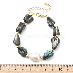 Armbänder aus natürlichen Abalone-Muscheln und Süßwasserzuchtperlen&nbsp;BJEW-JB13605