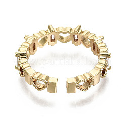 Латунные кольца из манжеты с прозрачным цирконием RJEW-S044-133-NF