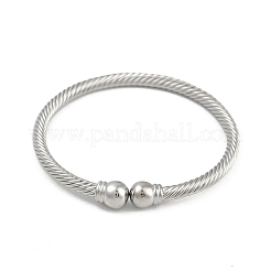 Bracelets manchettes ouverts ronds en laiton&nbsp;BJEW-Z074-02P