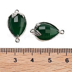 キャットアイファセットティアドロップコネクタチャーム  真鍮のストロベリーリンク  プラチナ  シーグリーン  20x11.5x5mm  穴：1.2mm&nbsp;G-B081-02P-06
