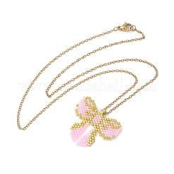 Бисер miyuki delica ткацкий станок узор бант подвеска ожерелья NJEW-MZ00097-01