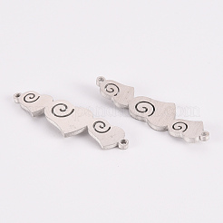 変色しない304ステンレススチールリンクコネクター  レーザー切断  ハート  ステンレス鋼色  8x30x1.5mm  穴：1.2mm&nbsp;STAS-Q242-016