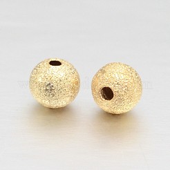 18KGP本金メッキ真鍮テクスチャラウンドビーズ  鉛フリー＆カドミウムフリー＆ニッケルフリー  4mm  穴：1mm&nbsp;X-KK-L147-191-4mm-NR