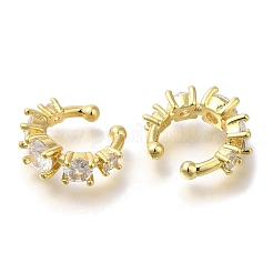 Серьги-каффы в форме буквы С с покрытием из латуни с микропаве из прозрачного кубического циркония EJEW-L097-18G