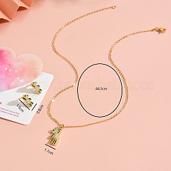 Латунные серьги-гвоздики с кубическим цирконием и подвески-колье для женщин золотистые GL8685-1