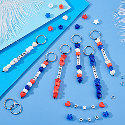 DIY-Sets zur Herstellung von Schlüsselanhängern aus Acrylperlen mit Herzen und Sternen zum Unabhängigkeitstag&nbsp;DIY-AR0004-17