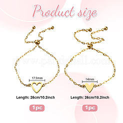 2 шт. 2 стиля браслеты-слайдеры из нержавеющей стали с цепочкой для женщин&nbsp;BJEW-GO0002-22