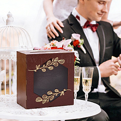 Rustikale Hochzeitskartenbox aus Holz mit Acrylfenster&nbsp;AJEW-WH0709-514