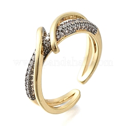 Открытые манжеты из латуни с микропаве кубический цирконий RJEW-D313-09PG