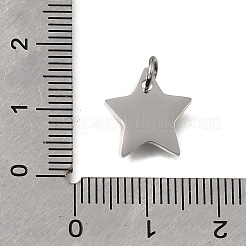 304ステンレススチールチャーム  スターのチャーム  艶出し  ステンレス鋼色  13x12.5x1mm  穴：3.5mm&nbsp;STAS-E532-07P
