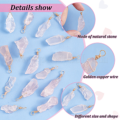 Природного розового кварца подвески G-FG0001-13