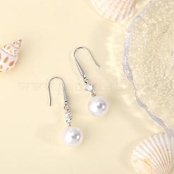 Жемчужные серьги с кубическим цирконием белый пресноводный жемчуг висячие серьги-крючки серьги-гвоздики круглый шар серьги-кольца латунные украшения подарок для женщин JE1097A
