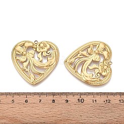 Подвески в форме полых цветочных сердец из нержавеющей стали 304&nbsp;STAS-T067-40G