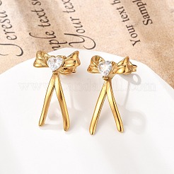 Серьги-гвоздики из нержавеющей стали 304 с микропаве из прозрачных кубических цирконий&nbsp;EJEW-I318-01G-05