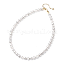 Ожерелья из круглых белых жемчужин диаметром 8 мм NJEW-JN05700