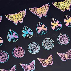 32 шт. 4 стиля ионного покрытия (IP) 201 филигранные подвески из нержавеющей стали&nbsp;STAS-NB0001-20