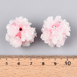 Бусины из полимерной глины со стразами и рельефными смоляными розами RESI-T059-01A-02