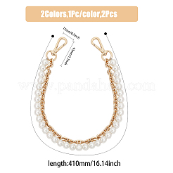 2 шт. 2-цветные пластиковые ручки для сумок с бусинами-имитаторами в виде двойной нити DIY-CA0005-93