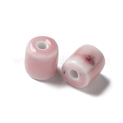 手作りの陶器ビーズ  コラム  パールピンク  10~10.5x9~10.5mm  穴：2.5mm&nbsp;X1-PORC-L080-I17