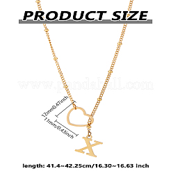 1 collane con laccio in acciaio inossidabile con lettera e cuore per donna&nbsp;NJEW-LP0002-87G-X
