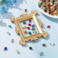 Breloques rectangulaires en verre avec boucles en laiton doré&nbsp;PALLOY-HY00011