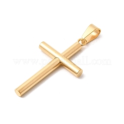 304ステンレスペンダント  宗教クロスチャーム  PVD真空メッキ  長持ちメッキ  ゴールドカラー  42.5x24x4.5mm  穴：9x5mm&nbsp;STAS-G378-05G
