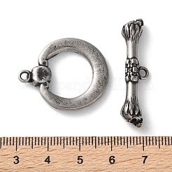 316ステンレストグル留め具  スカル模様  アンティークシルバー  29x24.5x4mm  穴：2.5mm  リング：29x24.5x4mm  穴：2.5ミリメートル;バー：36.5x9.5x6.5ミリメートル  穴：2.5mm&nbsp;X-STAS-D303-06AS