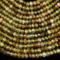 Граненый рондель натуральный зеленый гранат бусины нити G-F289-40B