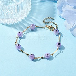 Bracelets de chaîne à maillons mauvais œil au chalumeau&nbsp;BJEW-JB10045-01
