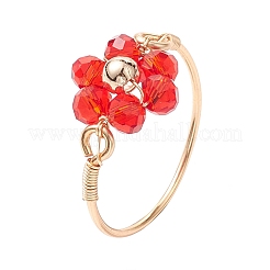 7 stücke 7 stile blume glas perlen finger ringe&nbsp;RJEW-JR00710-02