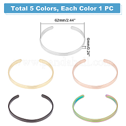 5 шт. двухцветные браслеты-манжеты из нержавеющей стали BJEW-UN0001-29