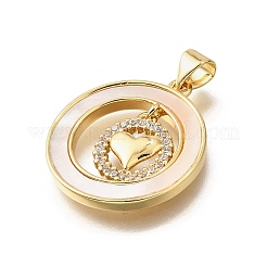 Подвески в форме ракушек из латуни с микропаве и кубическим цирконием KK-D328-20G