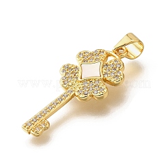 Подвески в форме ракушек из латуни с микропаве и кубическим цирконием KK-D328-15G