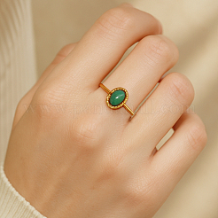 2 шт. 2-х цветные регулируемые манжетные кольца из нержавеющей стали с синтетическими драгоценными камнями RJEW-GO0001-27A