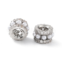 Реечное покрытие латунь микро паве кубический цирконий европейские бусины KK-P247-15P