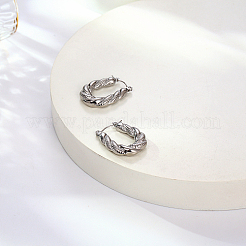 304ステンレススチールフープピアス  ツイストロープ形状  ステンレス鋼色  26x20mm&nbsp;IQ5375-2