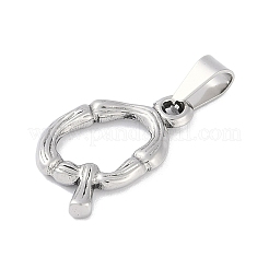 変色しない304ステンレススチールペンダント  竹風  ステンレス鋼色  文字.q  19x16x3mm  穴：3x7mm&nbsp;STAS-F235-01P-Q
