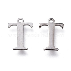 変色しにくい304ステンレススチールチャーム  レーザー切断  アルファベット  ステンレス鋼色  文字.t  12x9x0.8mm  穴：1mm&nbsp;STAS-H112-T-P