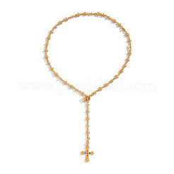 304 Edelstahl Micro Pave bunte Zirkonia Kreuz Anhänger Y Halsketten für Frauen&nbsp;FS-WG3FFC3-01
