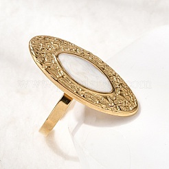 Открытые кольца-манжеты из нержавеющей стали 304 с рисунком «лошадиный глаз» для женщин&nbsp;RJEW-A091-08G