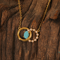 Элегантные ожерелья из стерлингового серебра 925 пробы с двойным кругом и искусственным жемчугом для женщин GR8670